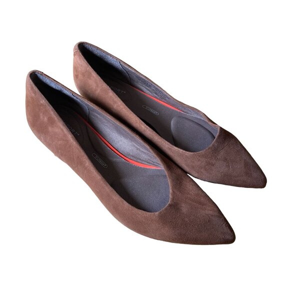 Rockport Total Motion Women's Brown Suede Flats Size 7.5 With Gold Heel Accent N - Picture 4 of 8